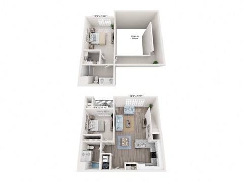 Two Bed Two Bath Loft 1248 sq.ft. at Brookfield Village Apartments in Brookfield, CT, 06804